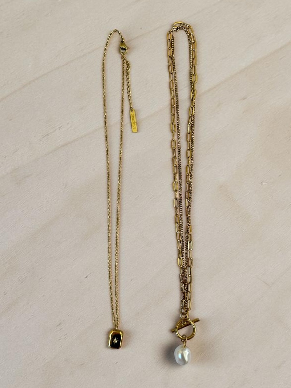 Set of Two Gold Tone Necklaces - Women Jewelry